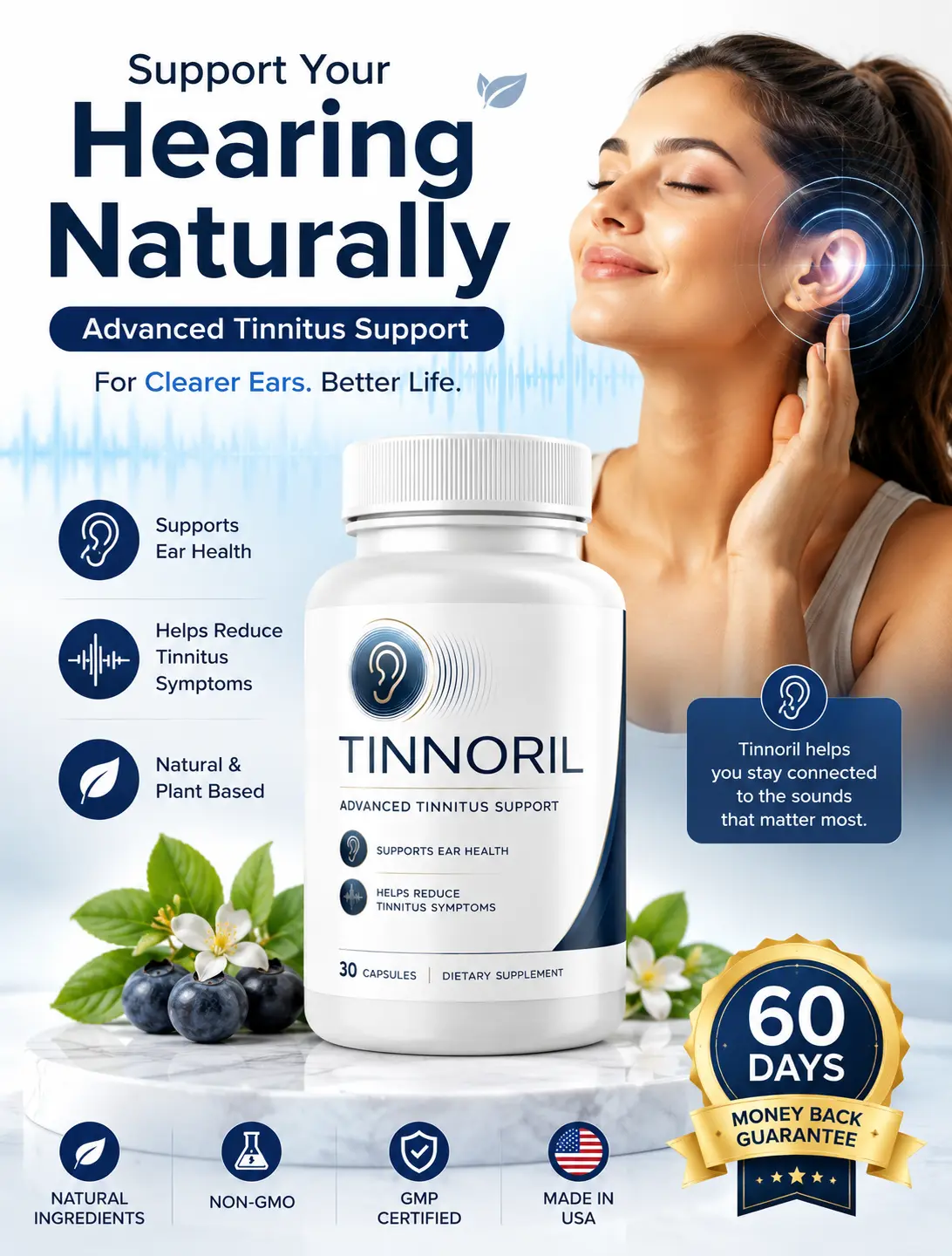 Tinnoril advanced tinnitus support supplement for healthy hearing and ear wellness